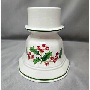 White Christmas Ceramic Holly Candle Holder, Korea, Decorative Christmas, White